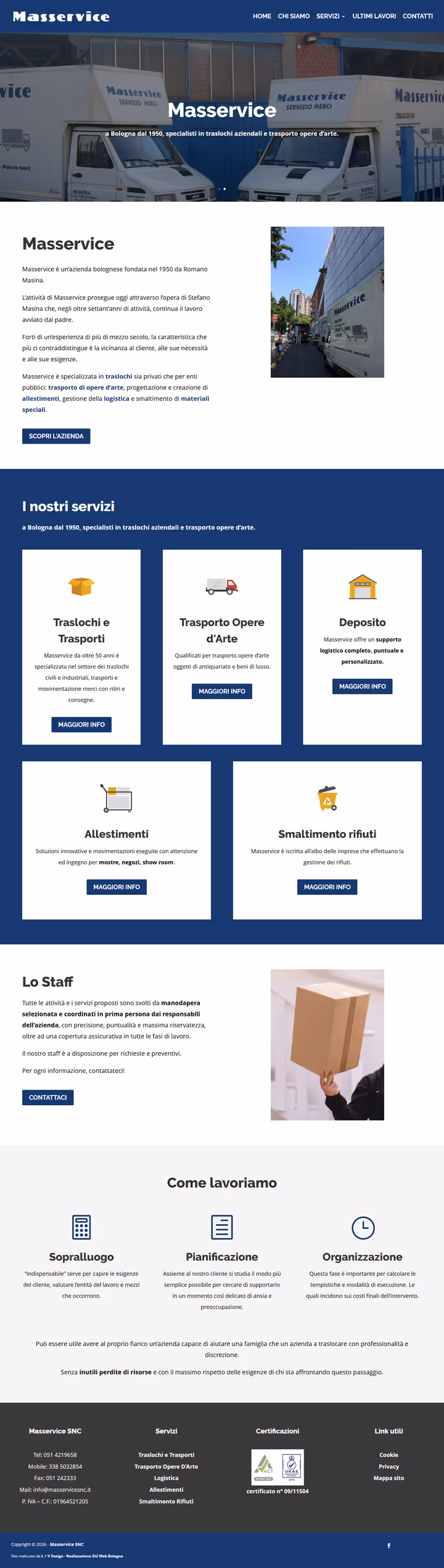La home del sito di Masservice