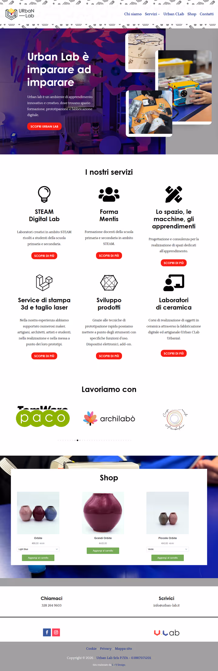 La home del sito di Urban Lab