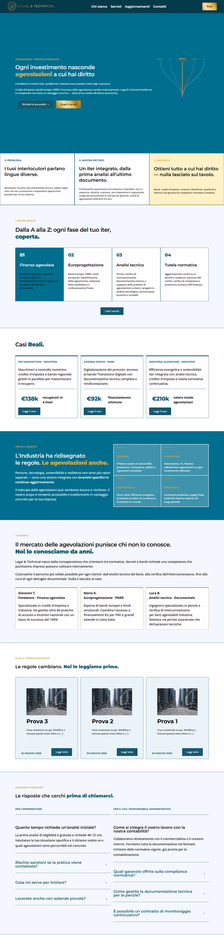 La home del sito di Legal & Technical