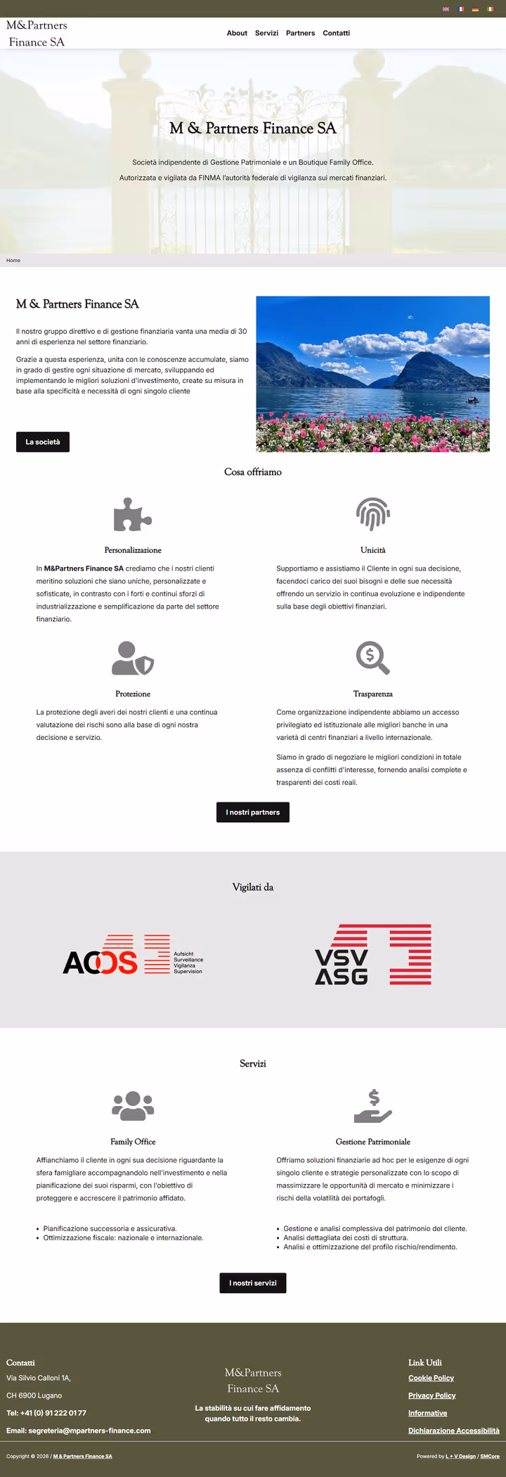 La home del sito di M & Partners Finance